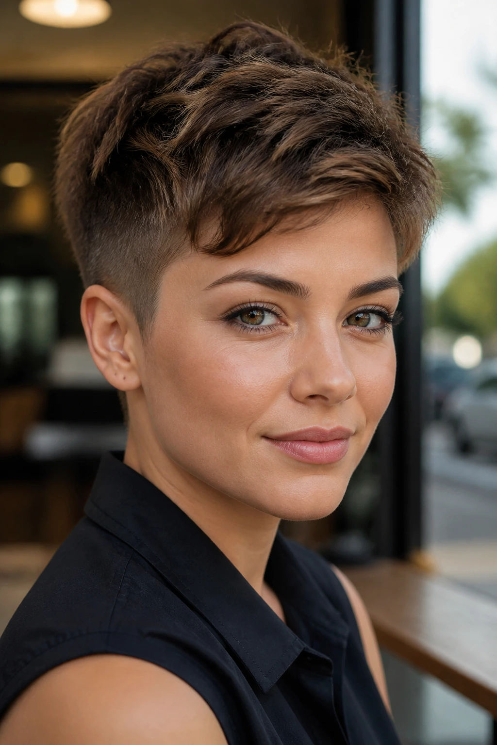 Close-up of a person with a textured crop and tapered sides