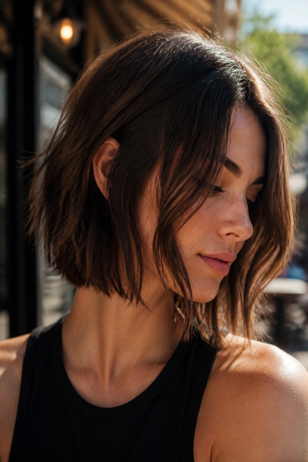 Texture lob with hidden undercut on real person
