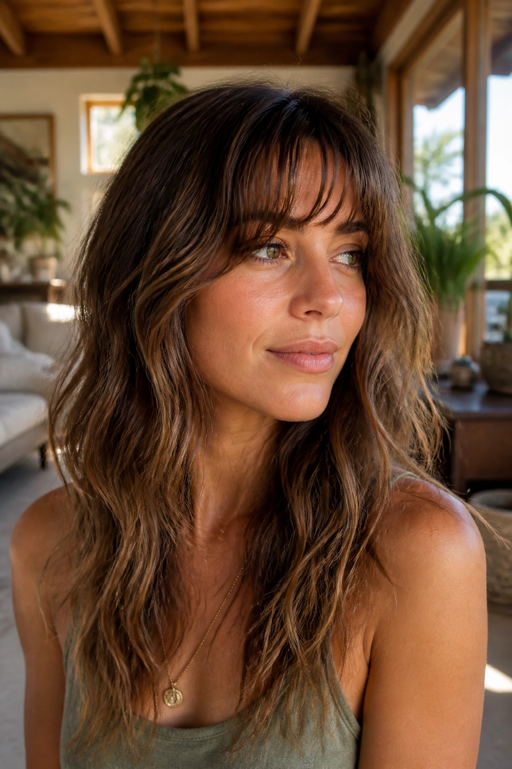 Portrait of person with textured shabby wave bangs