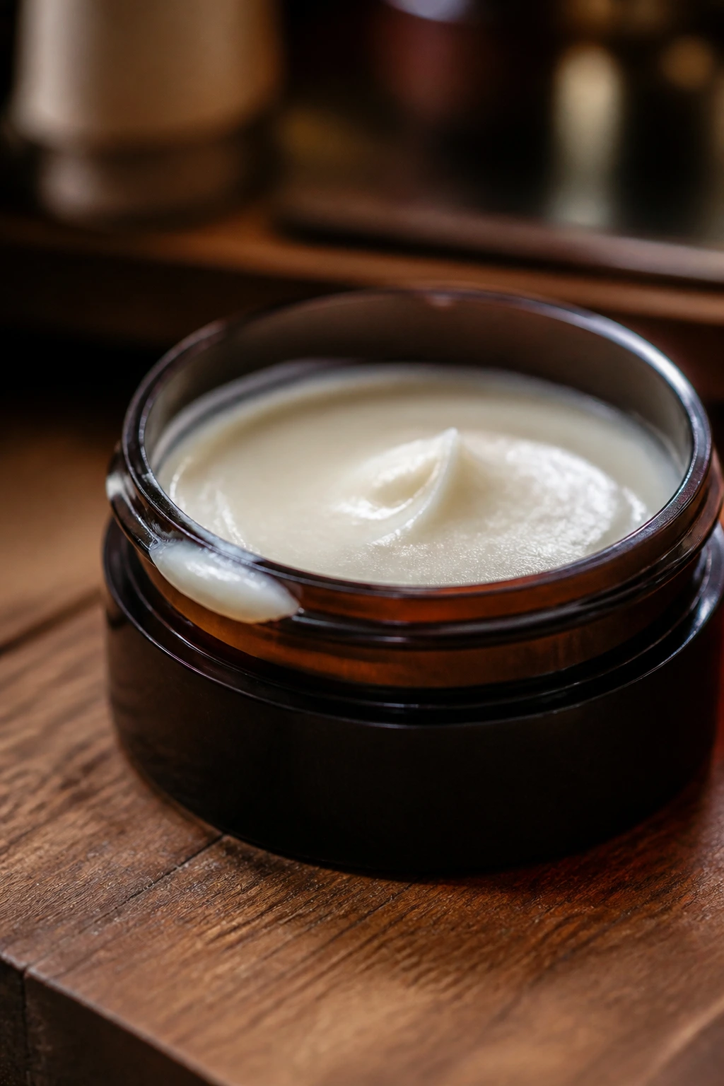 Close-up of a small jar of texturizing paste showing its texture