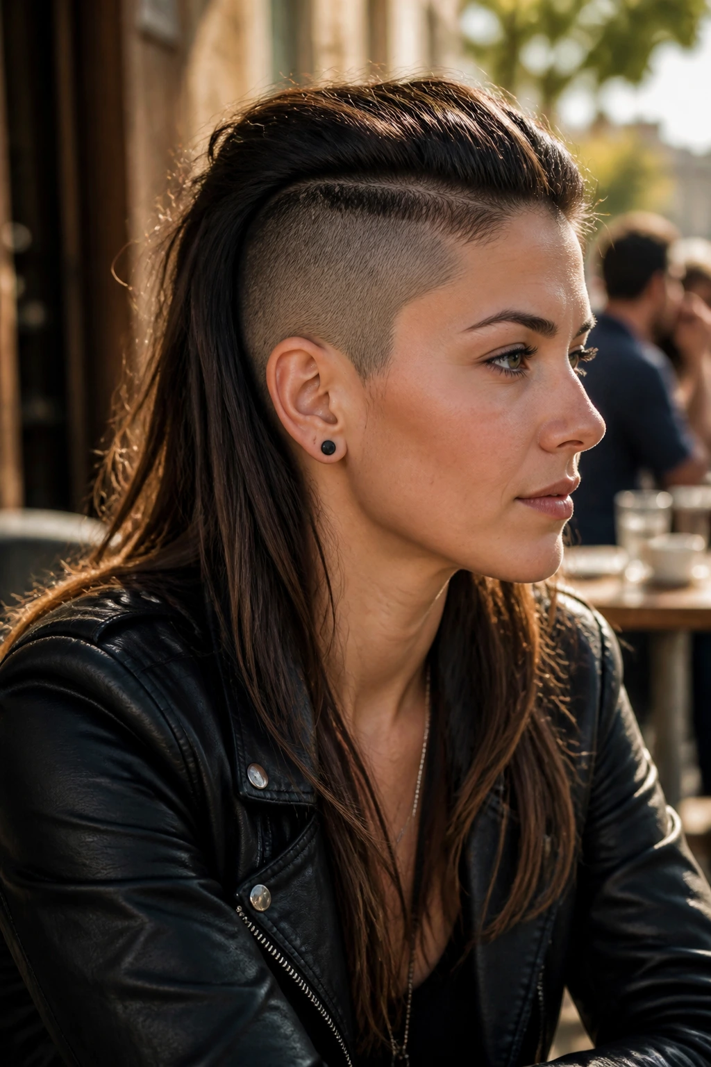 Side-profile portrait with symmetrical twin temple shaves