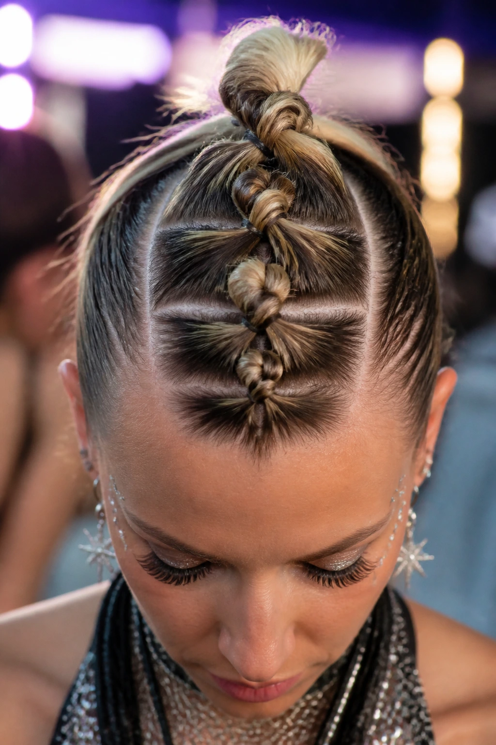 Twisted mohawk braid on real person