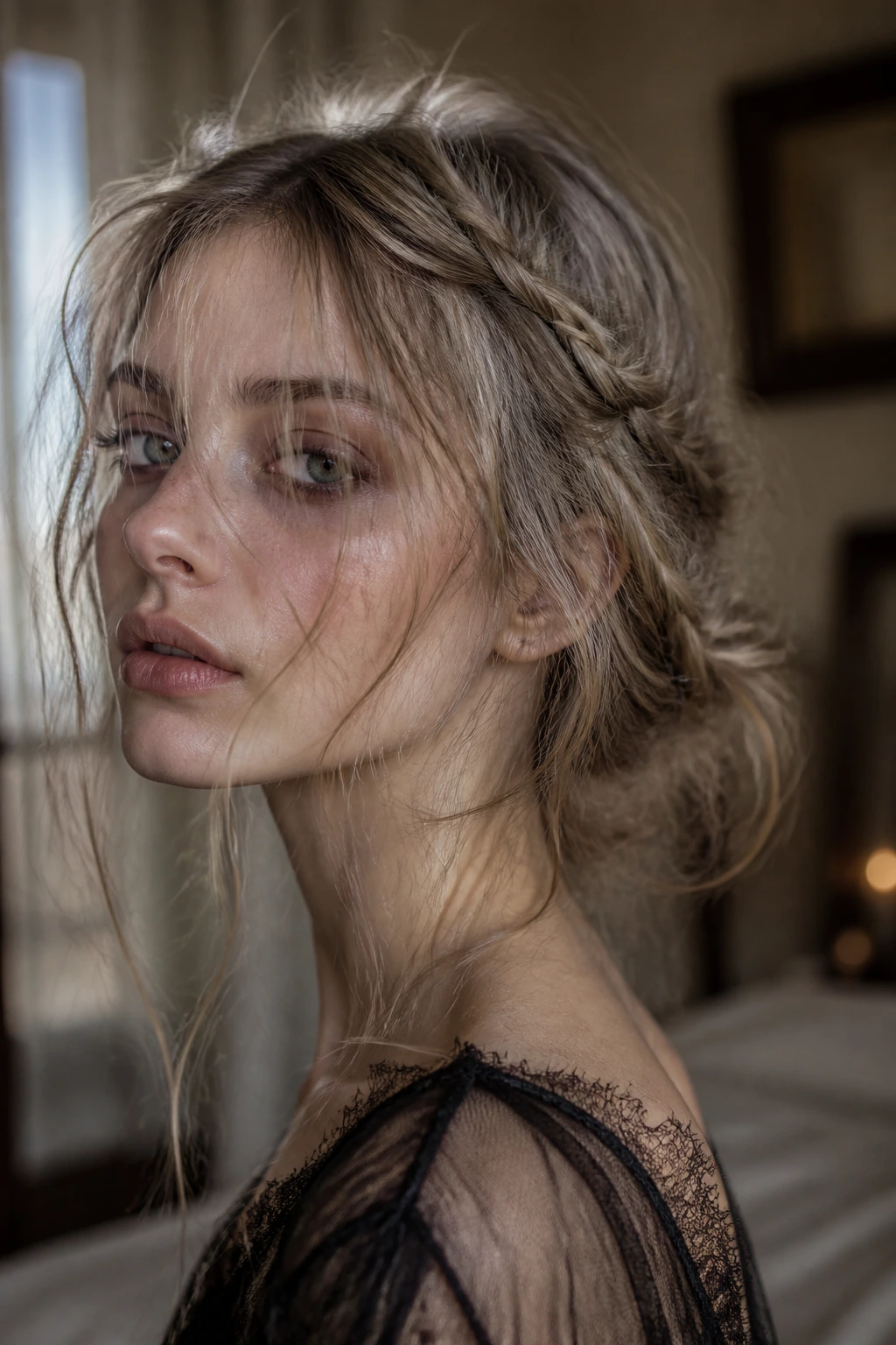 Close-up of The Wispy Undead Braids on a real person with loose, wispy braids.