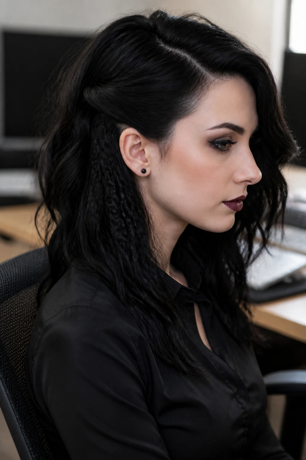 Close-up of textured side waves with a side tuck on a real person