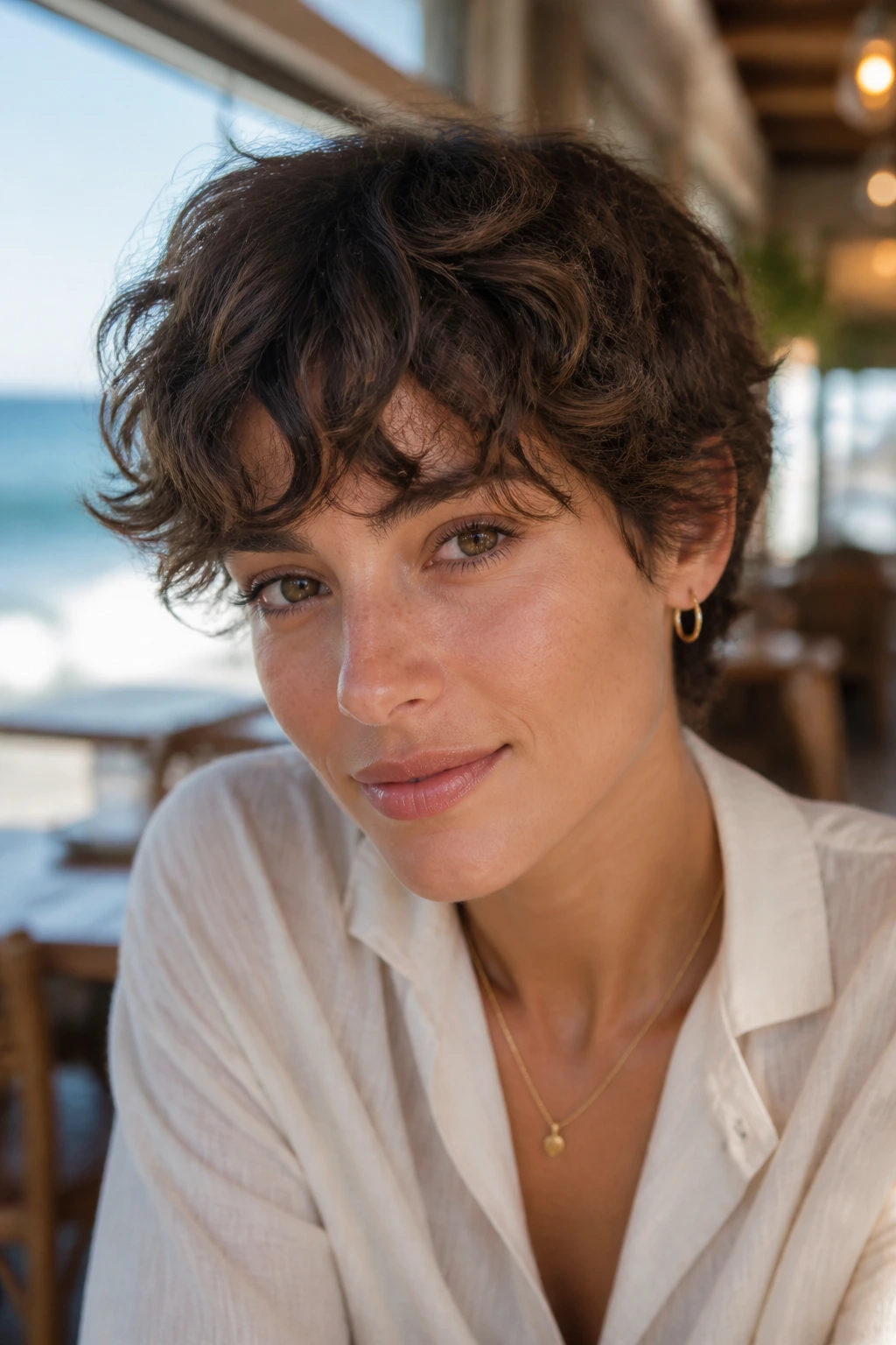 Portrait of a person with a wavy fringe crop framing the forehead.