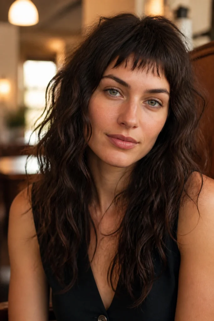 17 Bangs and Wavy Long Hair