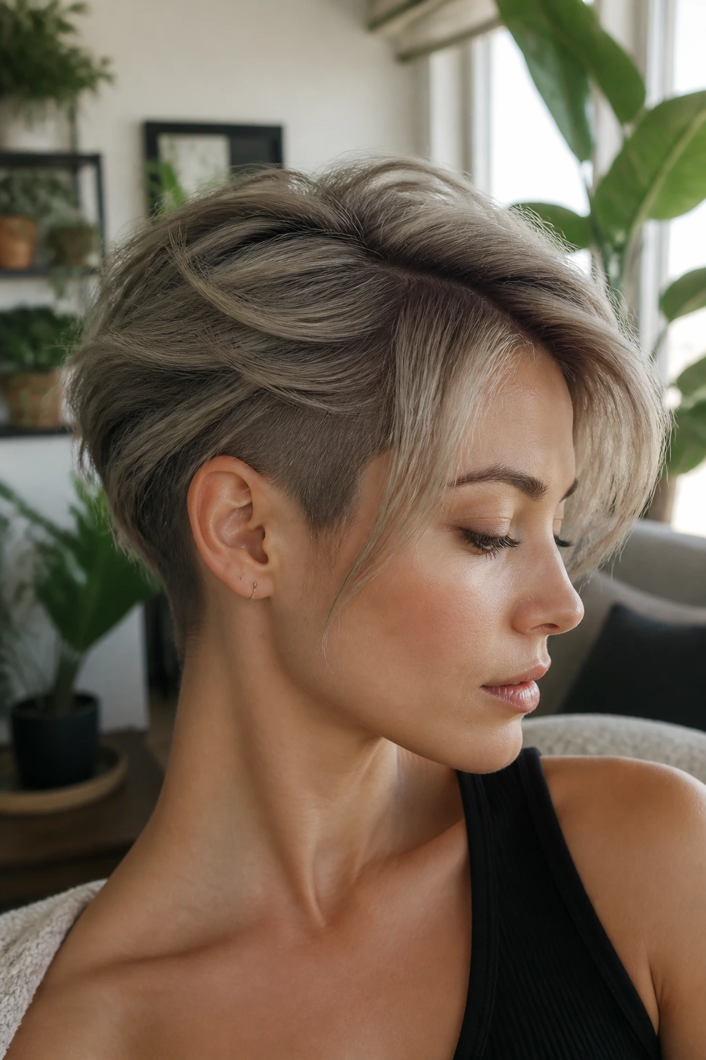 Portrait of a person with a soft wispy undercut