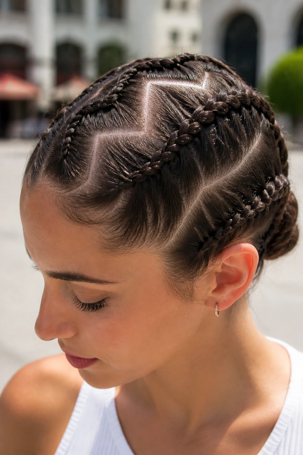 Zig-zag braid close-up on real person