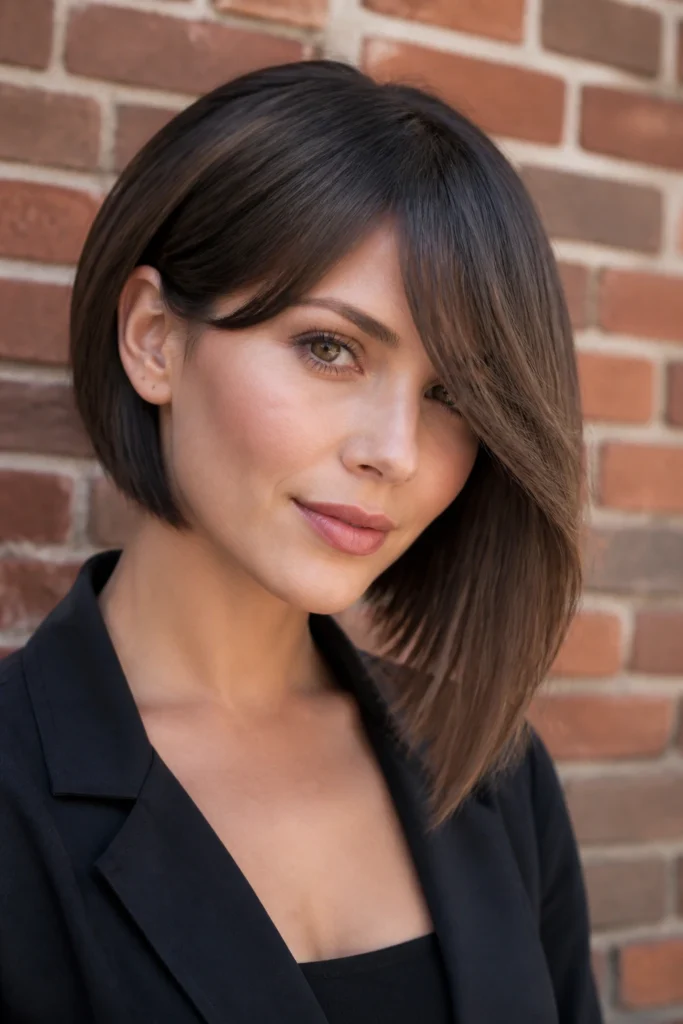 17 Bob with Curtain Fringes for Oval Faces