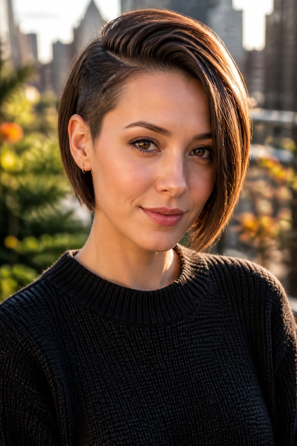 Portrait of a person with an asymmetrical haircut showing a diagonal shorter side