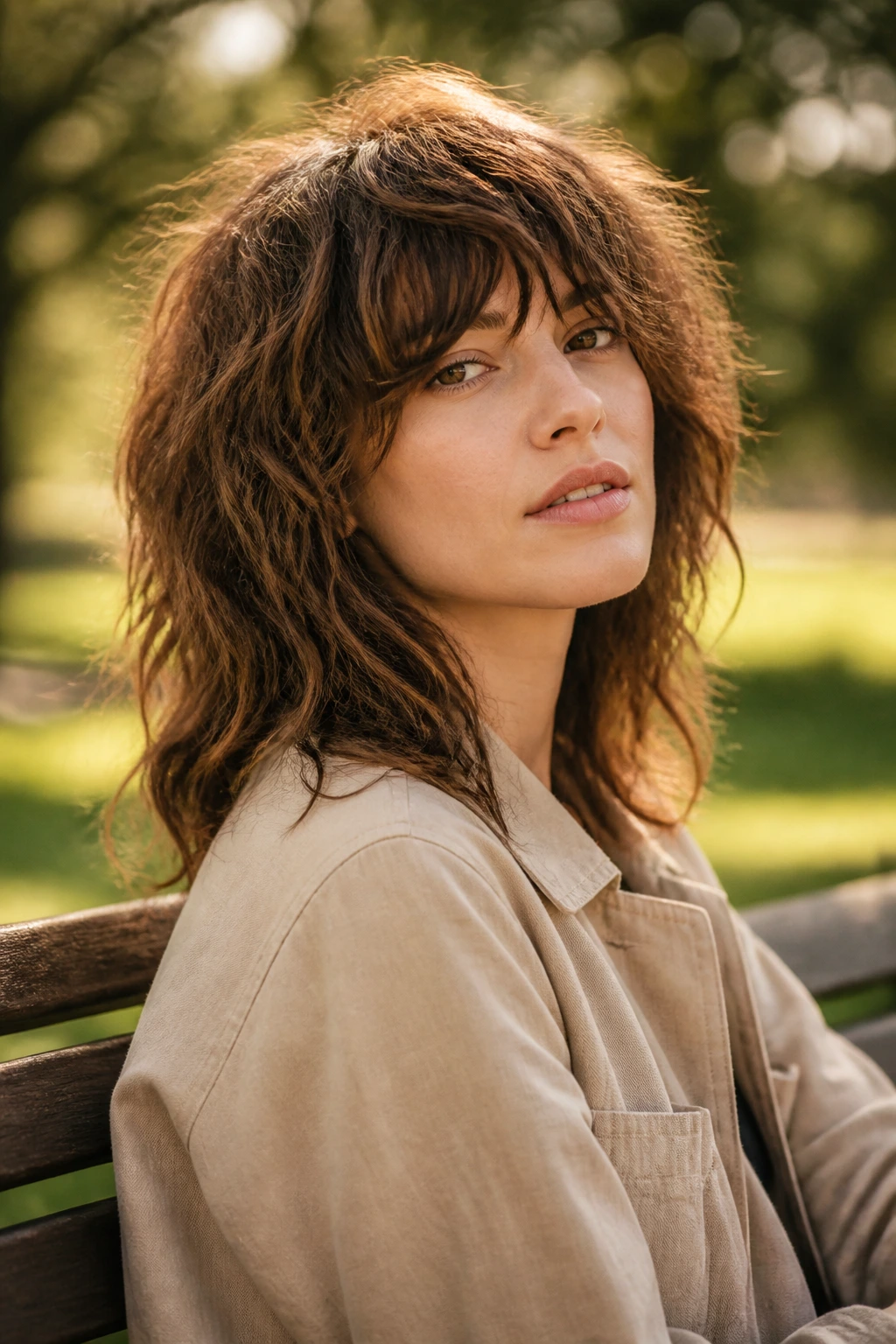 Medium-length shag with bedhead texture on real person