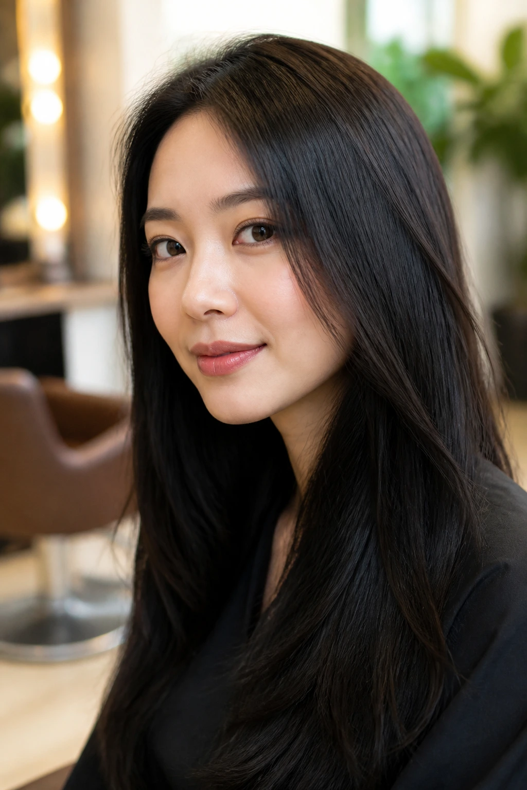 Close-up of natural hair on a real person in a salon-like setting to illustrate avoiding harsh chemicals