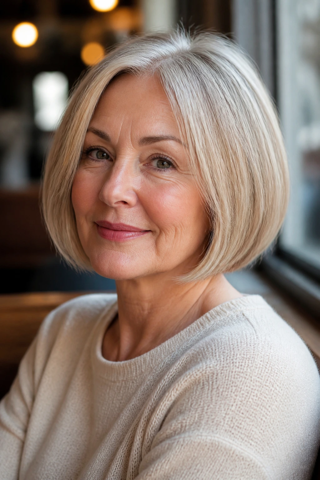 Close-up of woman with chin-length bob and soft gradation