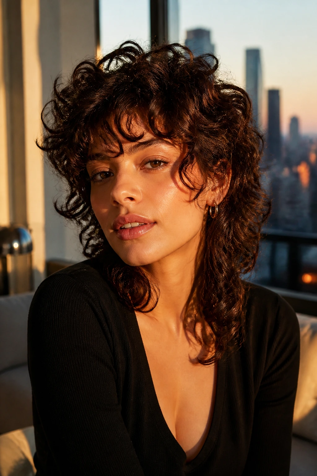Curly Butterfly with Tapered Sides hairstyle on a real person