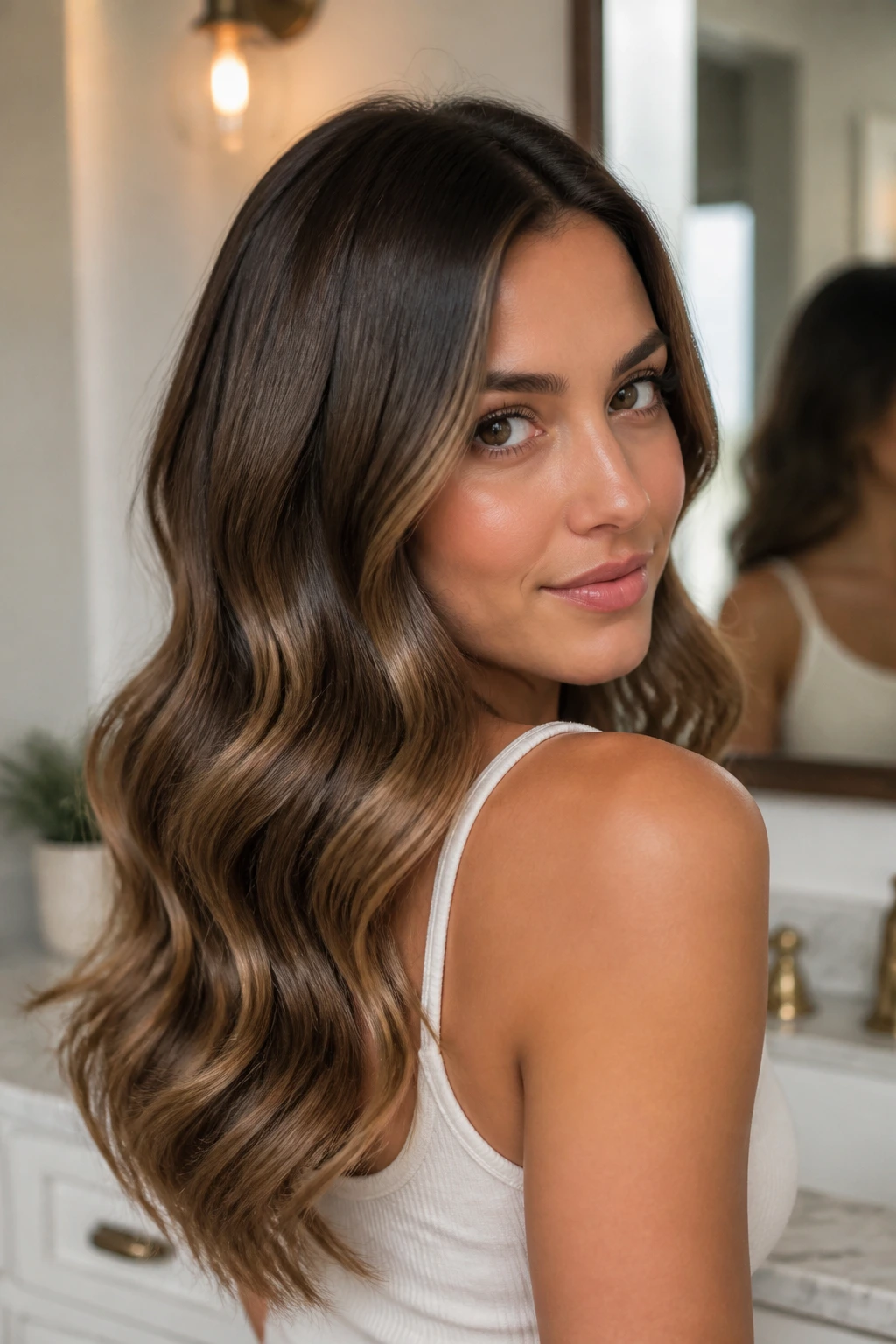 Real woman with smooth dent-free waves and no kinks