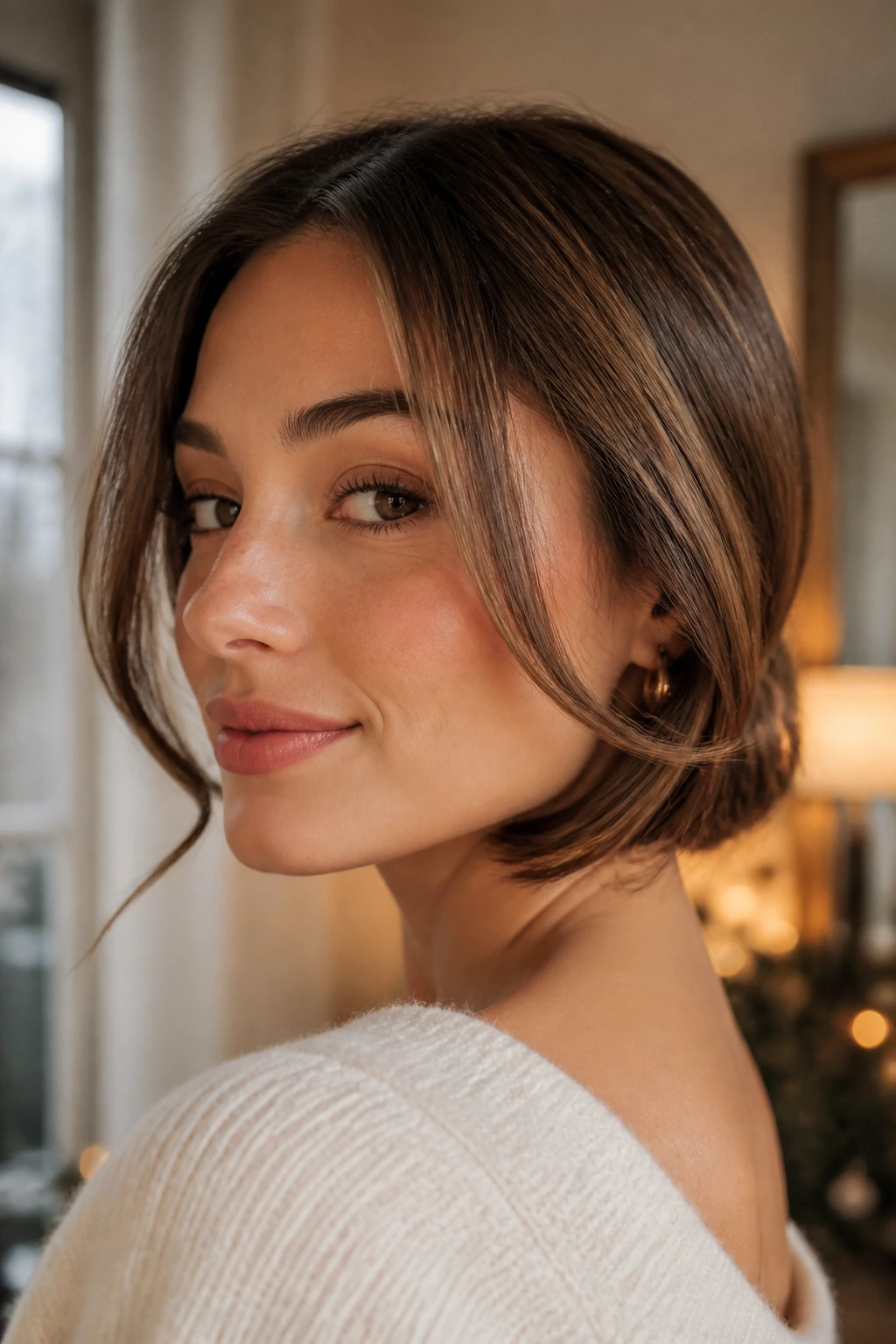 Real woman with a faux bob hairstyle