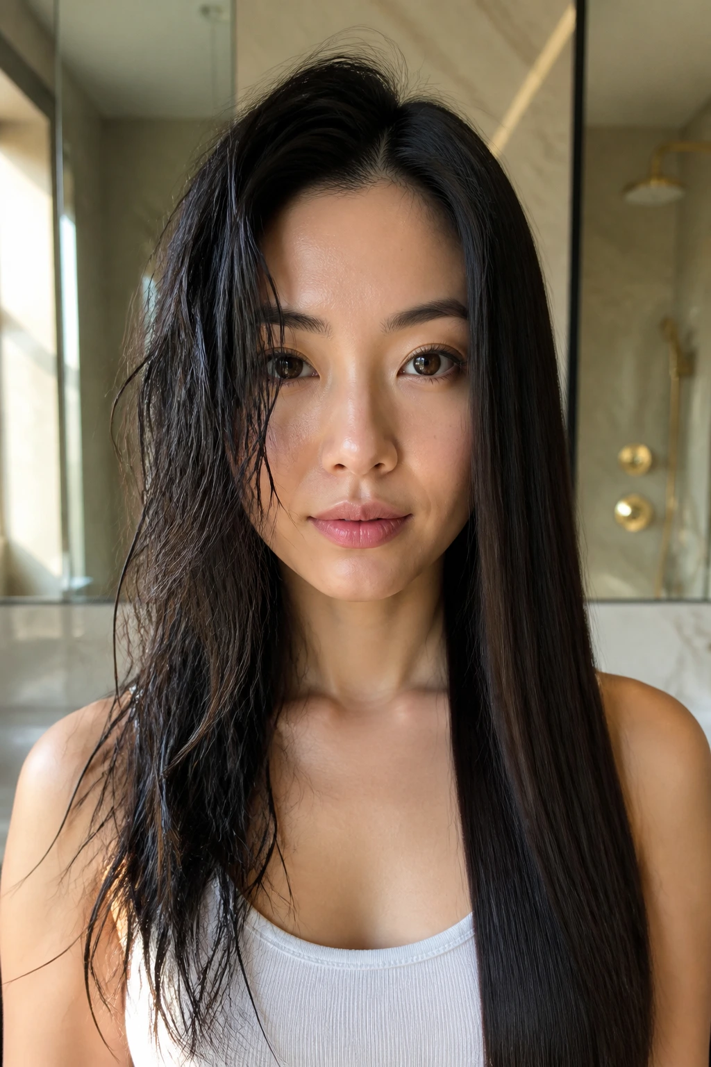 Close-up portrait showing air-dried and blow-dried hair states on a real person, demonstrating drying methods