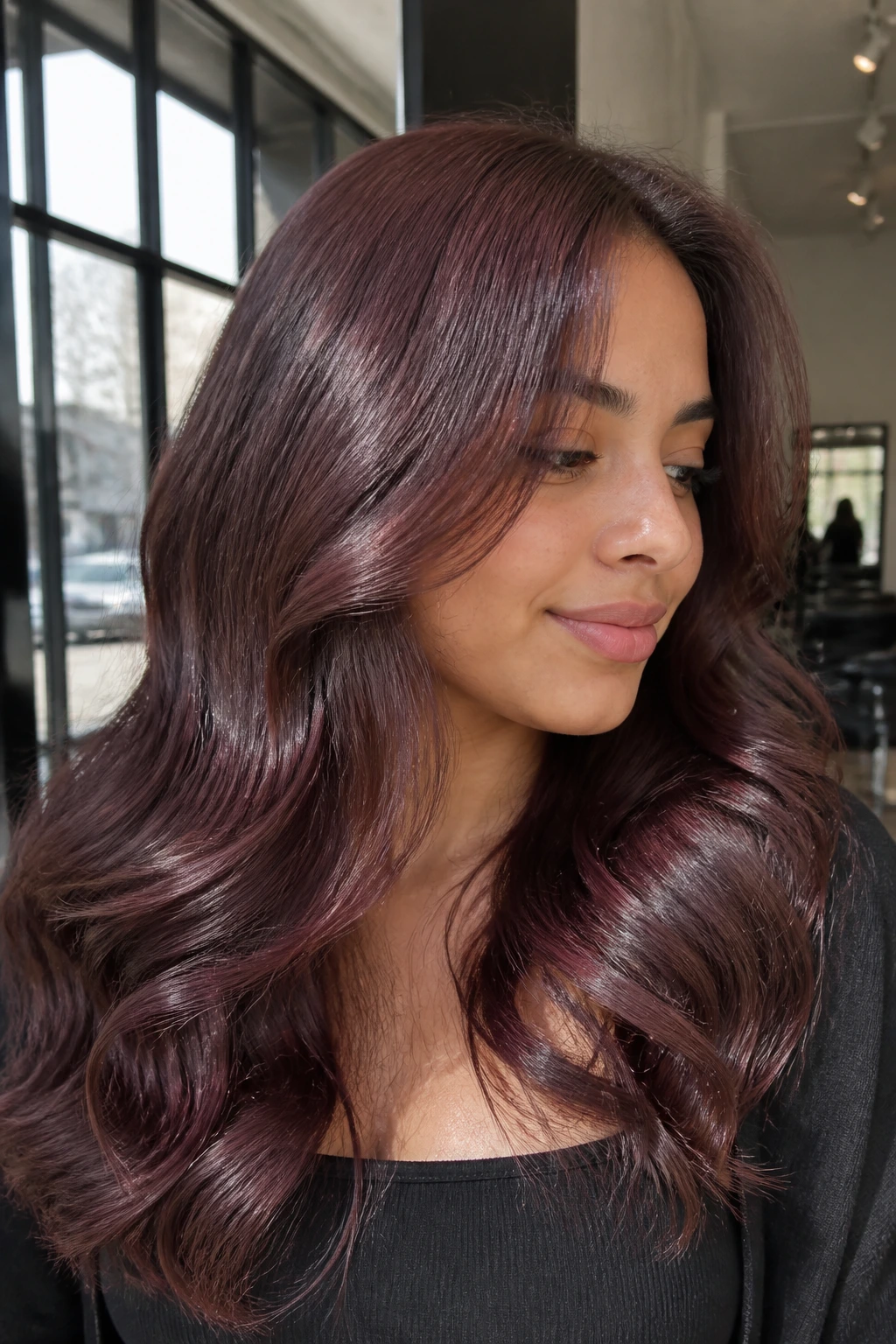 Real person with soft rose-brown glaze showcasing subtle pink sheen