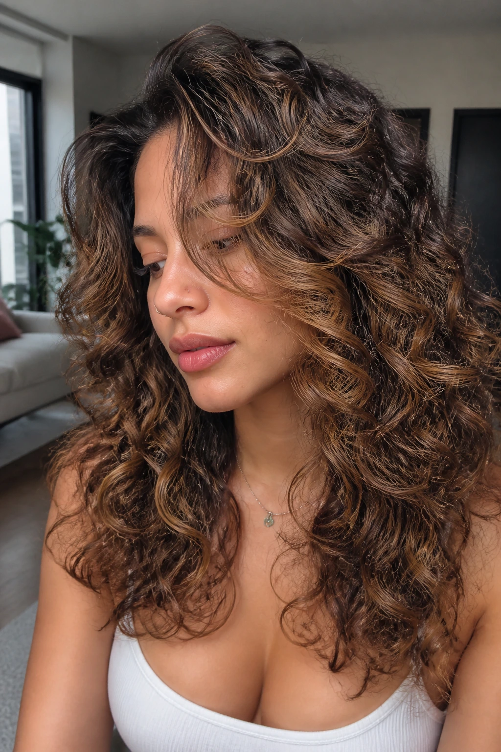 Soft-Graduated Butterfly hairstyle with micro-layers blending on a real woman