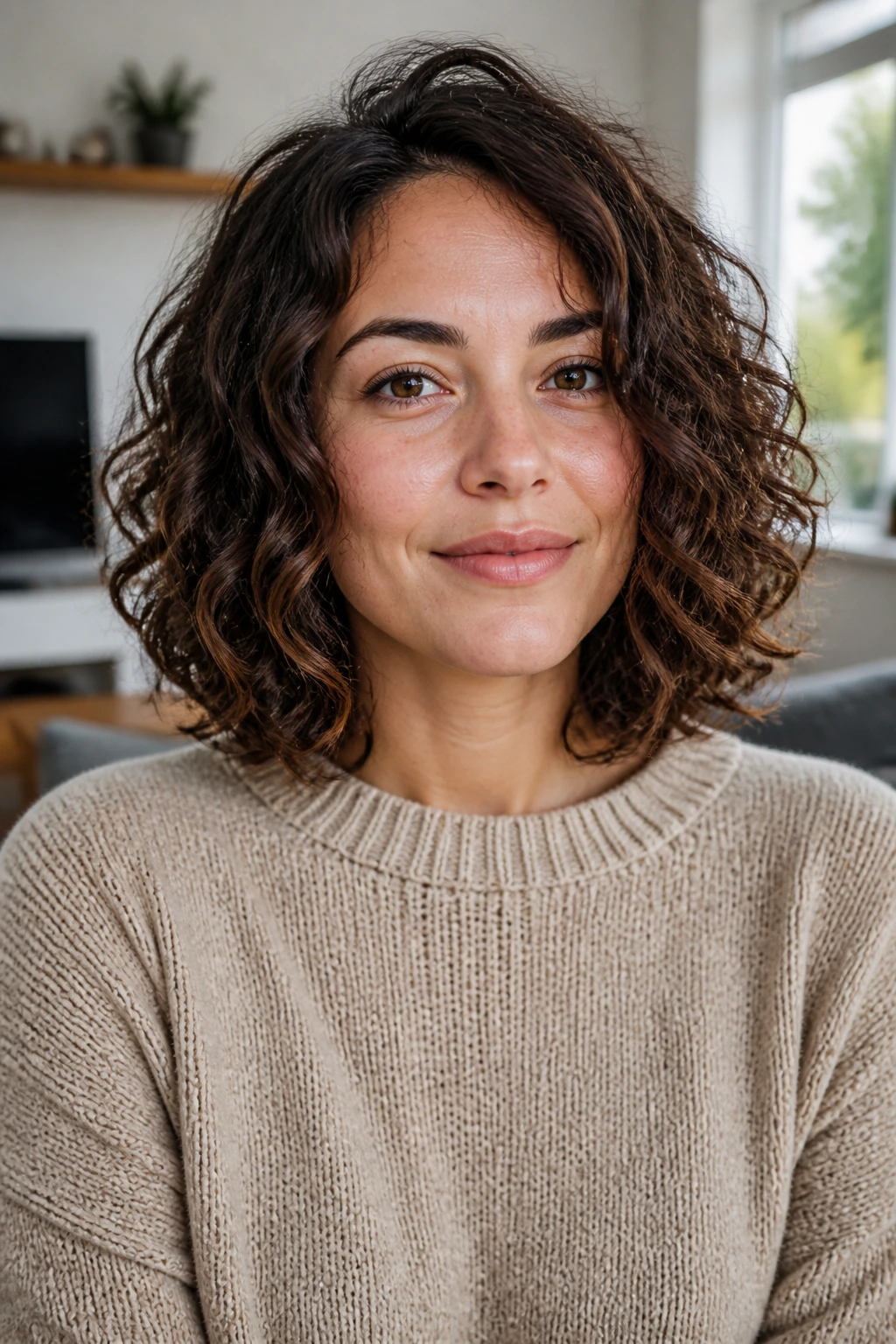 Head-and-shoulders portrait of a woman with a soft rounded lob haircut.