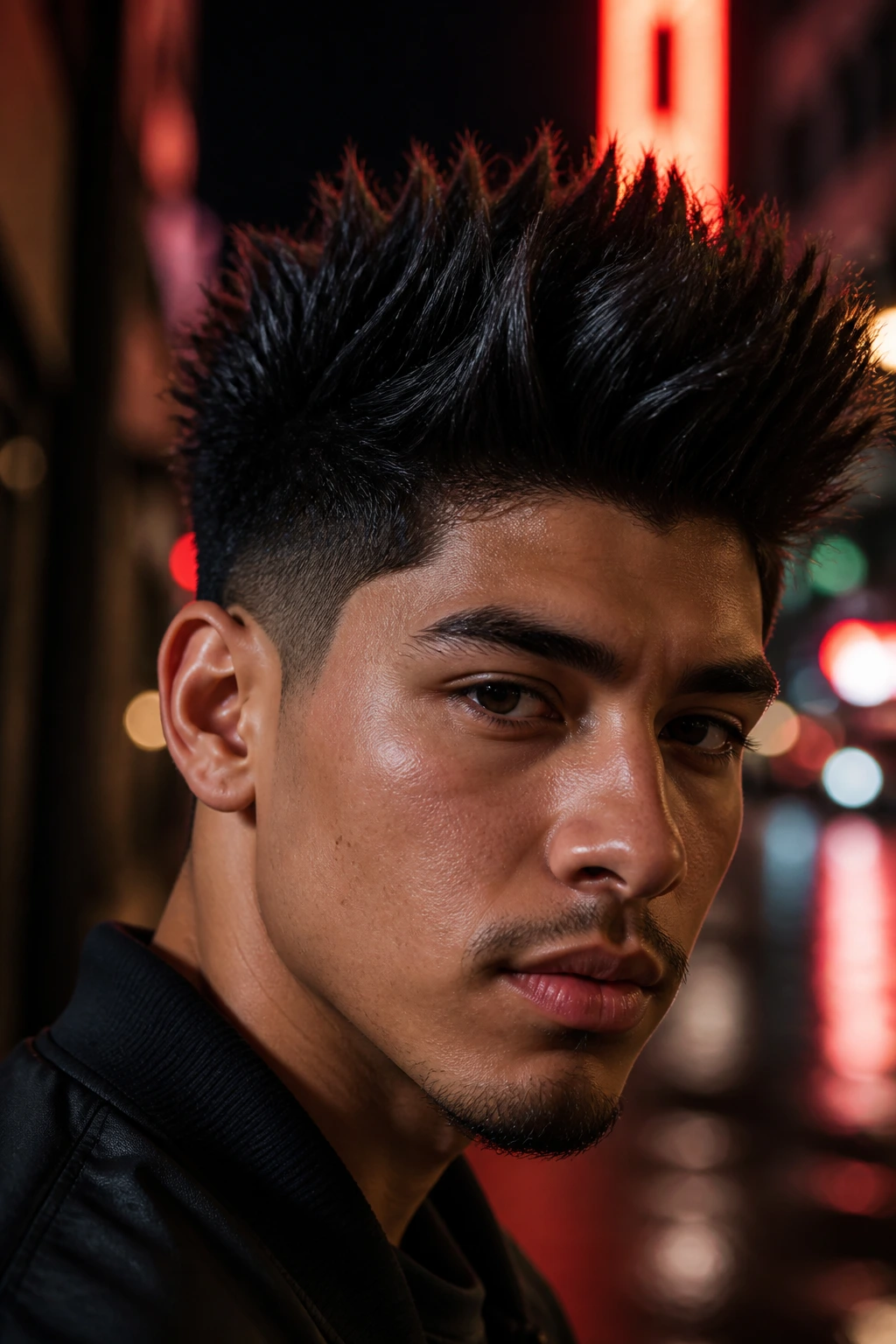 Close-up of a real person with The Spiky Texture Quiff featuring jagged spikes in thick dark hair.