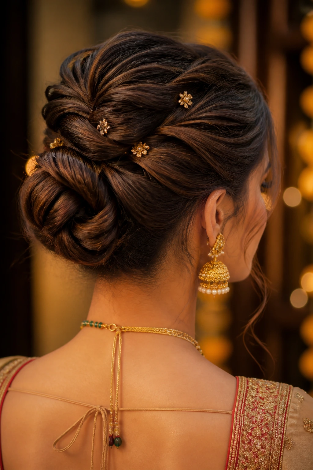 Close-up of twist and tuck updo on a real woman