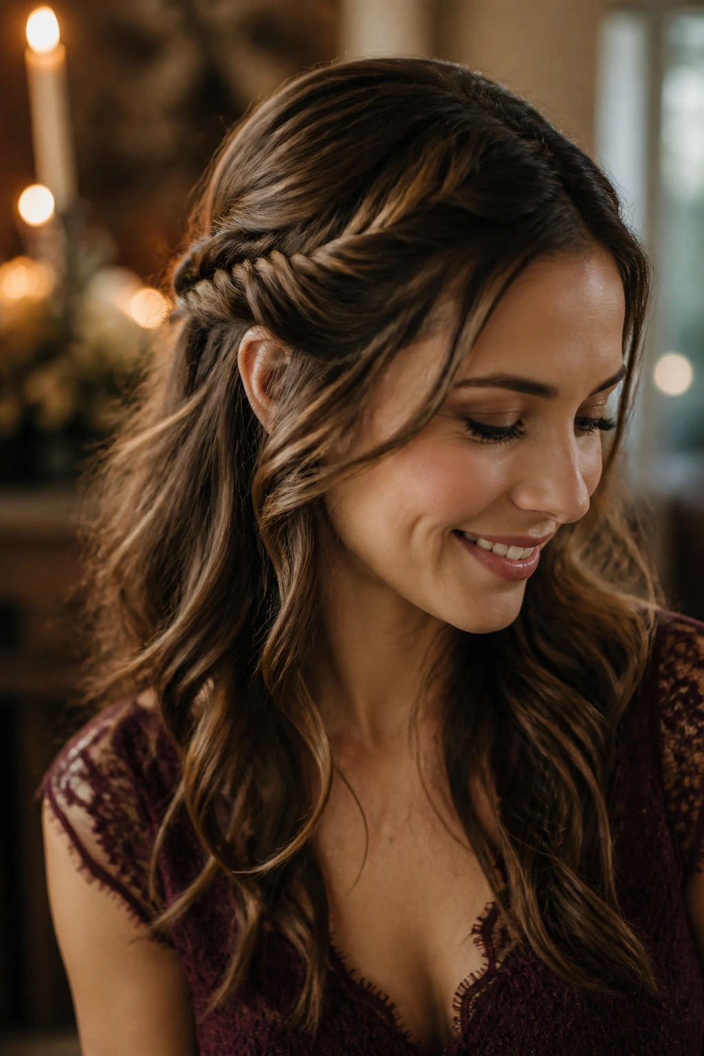 Real woman with a twisted crown hairstyle