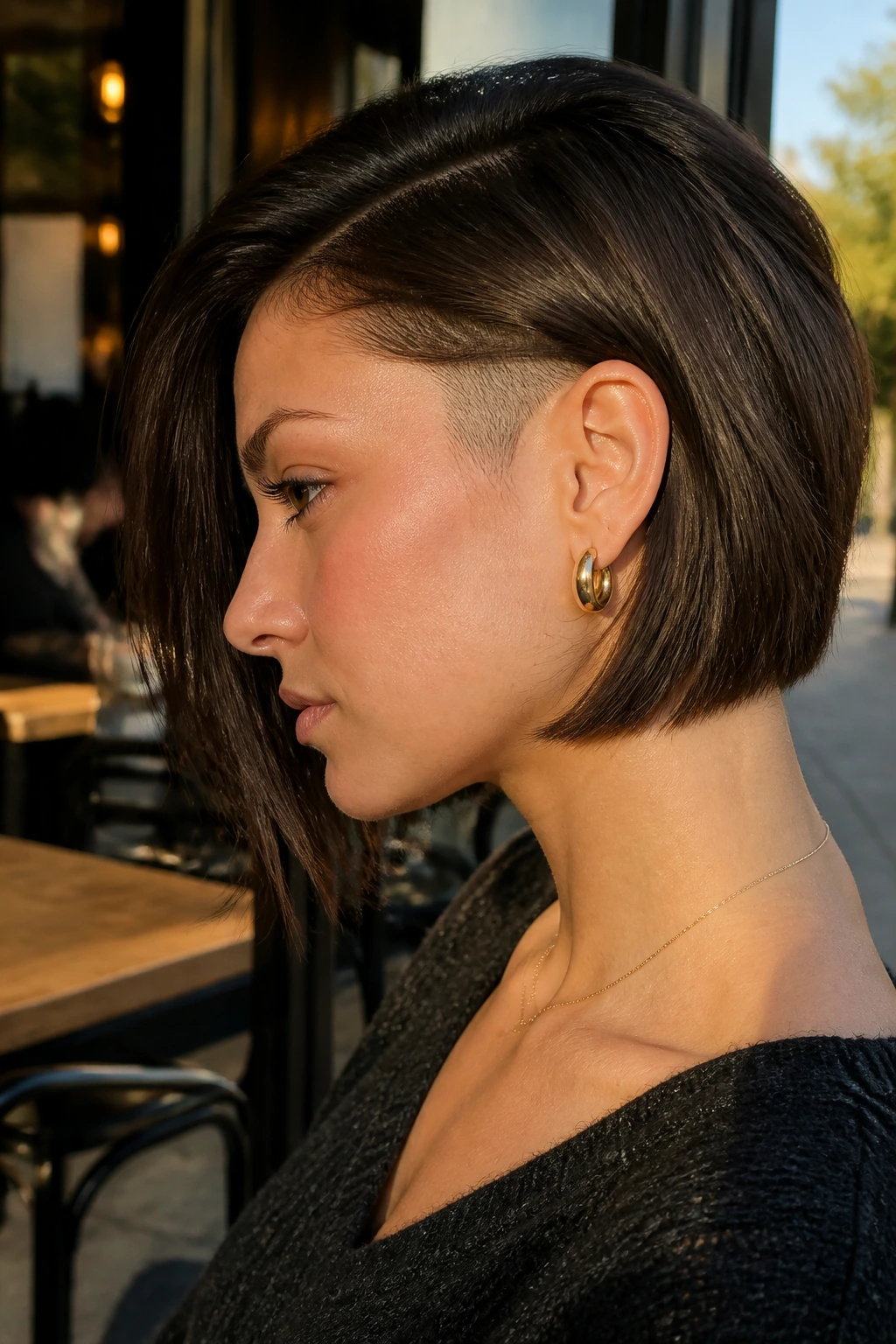 Side-profile of real person with undercut at nape