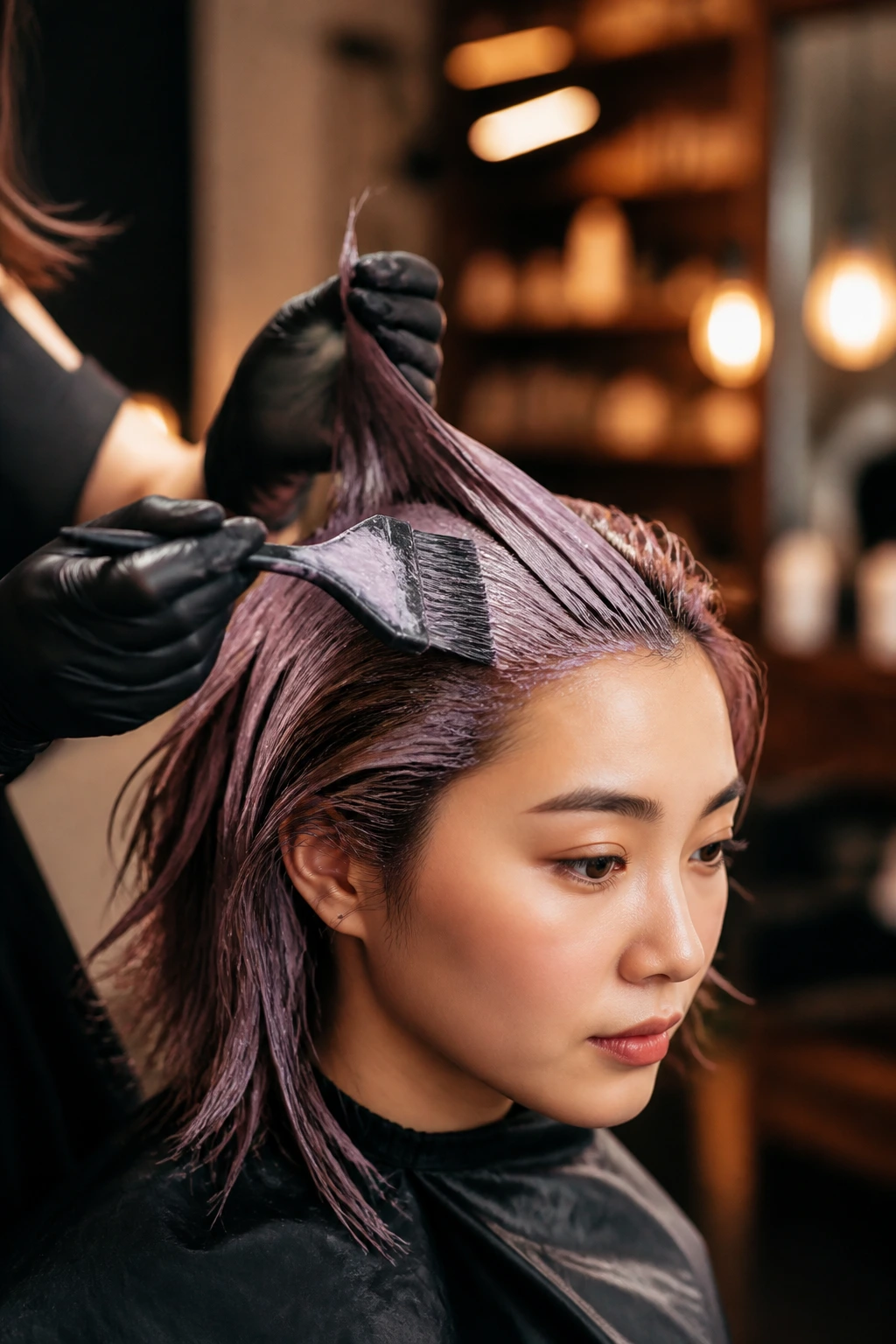 Real person during color correction to balance undertones for rose wine