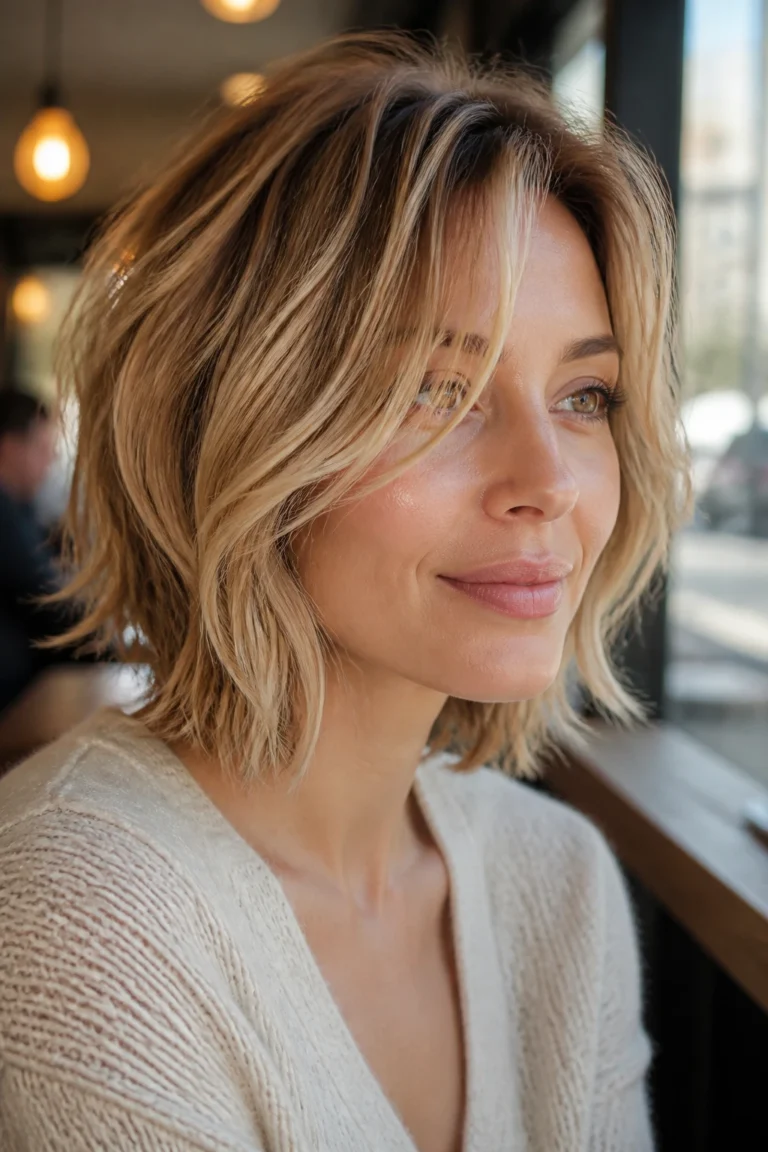 20 Bob with Blonde Highlights for Heart Shaped Faces
